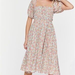 Floral print puff sleeve dress